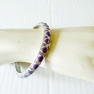 Vintage Silver Tone Purple Bangle Bracelet